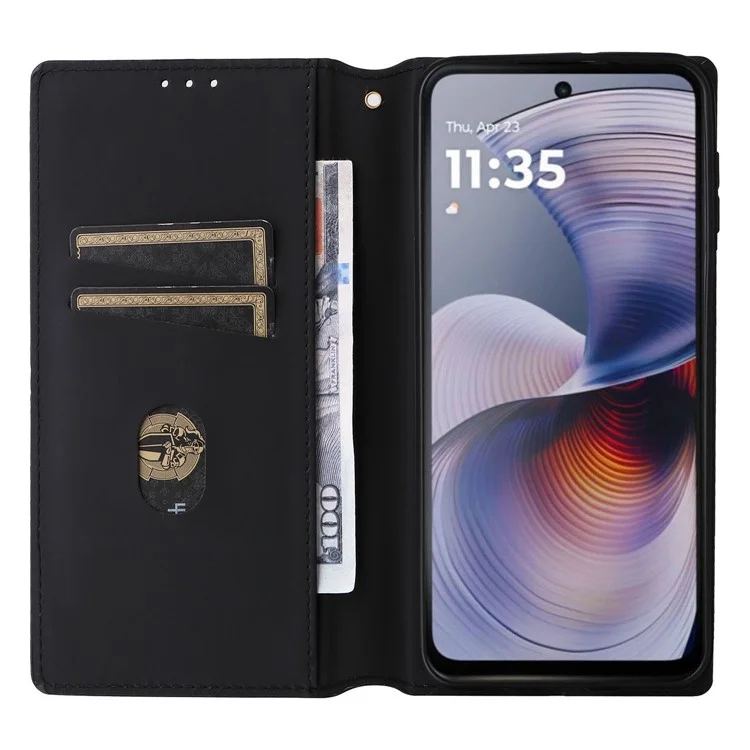 Per Motorola Moto G55 5G Wallet Case Rhombus Copertura Per Telefono in Pelle Impressa - Marrone