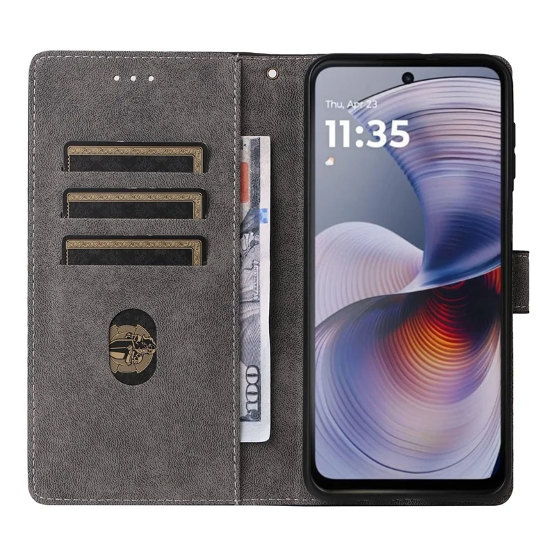 For Motorola Moto G55 5G Wallet Case RFID Blocking PU Leather Cover Stand View - Black