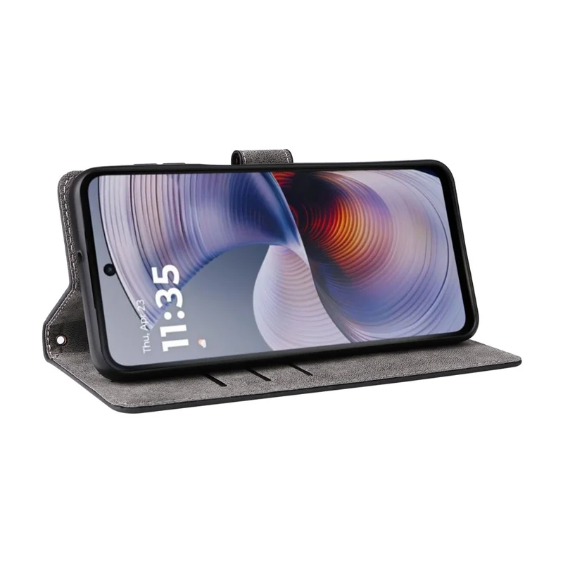 For Motorola Moto G55 5G Wallet Case RFID Blocking PU Leather Cover Stand View - Black