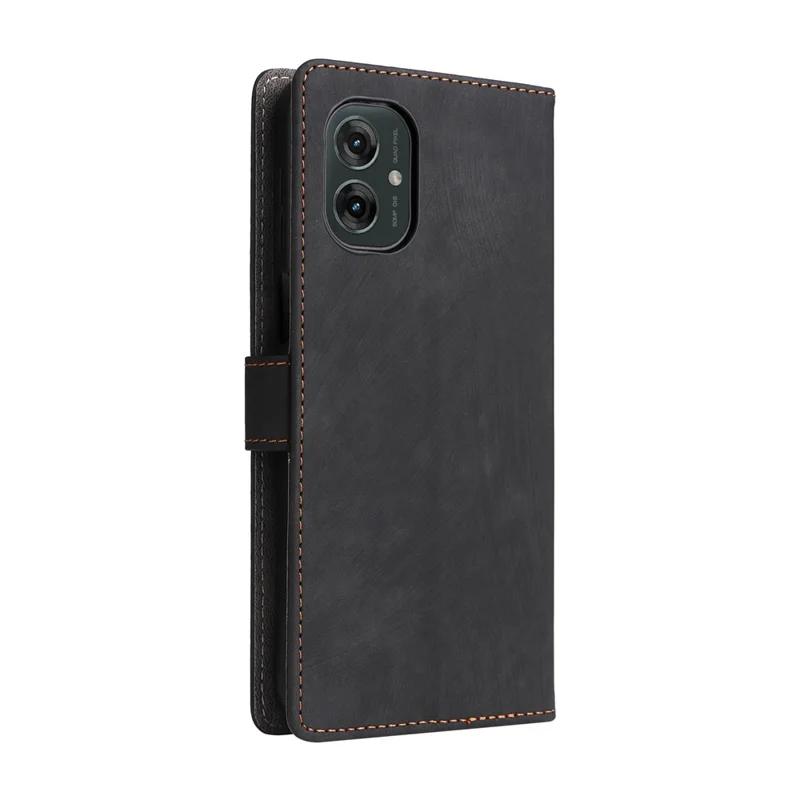 For Motorola Moto G55 5G Wallet Case RFID Blocking PU Leather Cover Stand View - Black