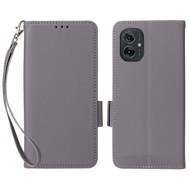 Para Motorola Moto G55 5G Case Litchi Texture PU Cuero de Cuero Flip Phone Cover - Gris