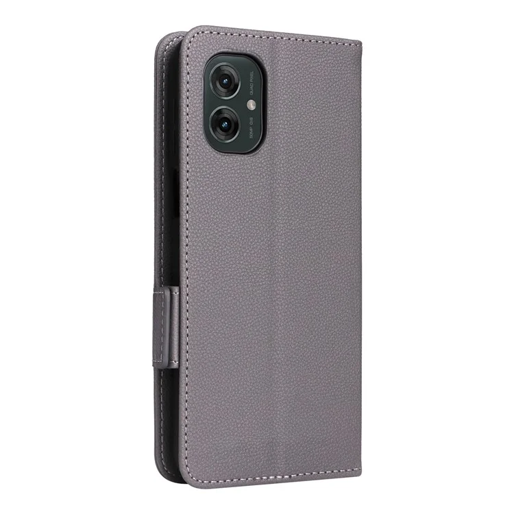 Para Motorola Moto G55 5G Case Litchi Texture PU Cuero de Cuero Flip Phone Cover - Gris