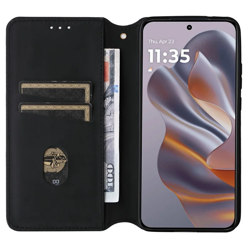 Per Motorola Edge 50 Neo 5G / Moto S50 5G Wallet Case Copertina di Telefono in Pelle Rhombus Exprinted - Argento
