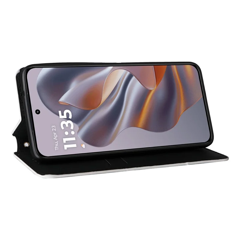 Per Motorola Edge 50 Neo 5G / Moto S50 5G Wallet Case Copertina di Telefono in Pelle Rhombus Exprinted - Argento