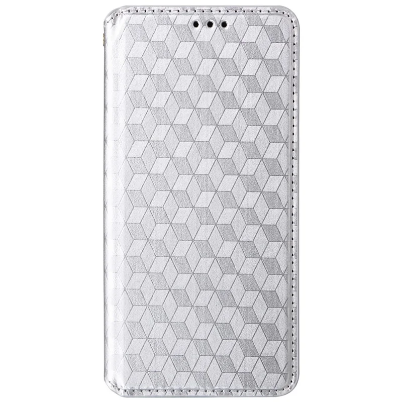 Per Motorola Edge 50 Neo 5G / Moto S50 5G Wallet Case Copertina di Telefono in Pelle Rhombus Exprinted - Argento