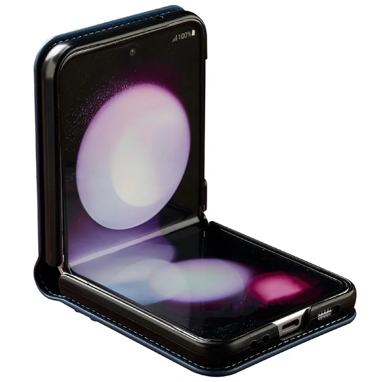Lc. Imeeke L1 Pour Samsung Galaxy Z Flip3 5G Case Courture + pc Couverture pc Avec Staps Sostes de Carte - Bleu