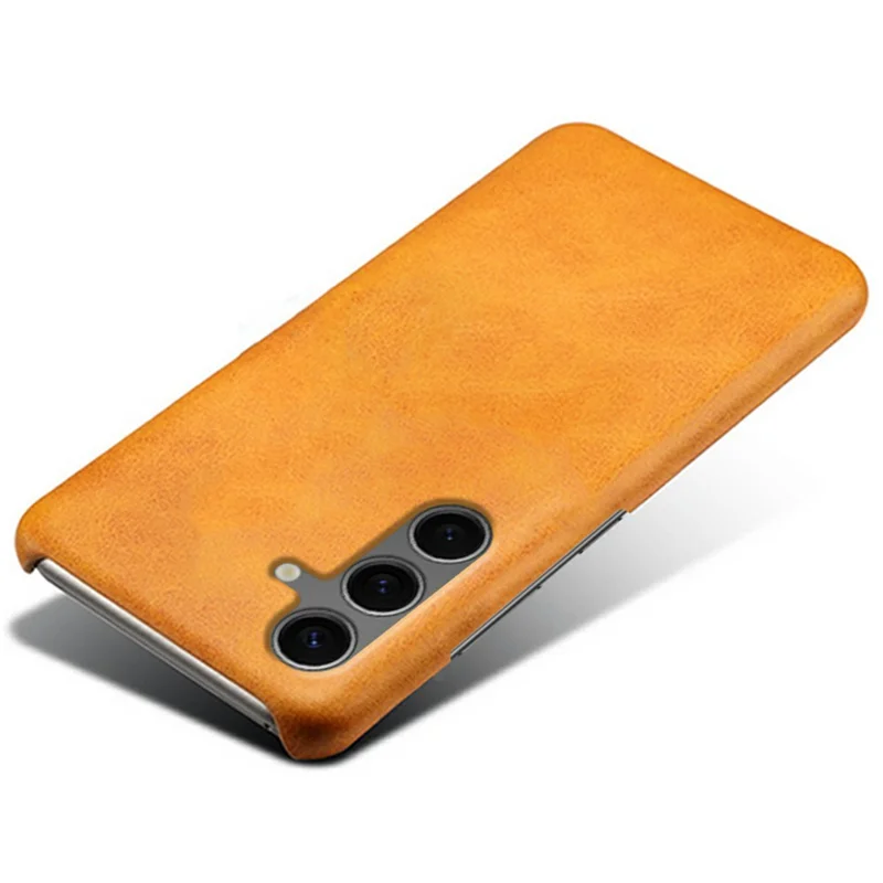 Para Samsung Galaxy S24 fe 5G Case de Ternero Texture PU Leather PC Hard PC Cover - Naranja
