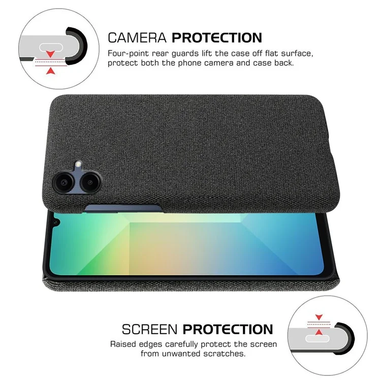 Para Samsung Galaxy A06 Case Texture Anti-Scratch Protective PC Cover Portada - Negro