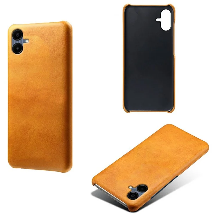 Für Samsung Galaxy A06 Case Calf Textur PU Leder Hartes PC -schutzhelfer - Orange