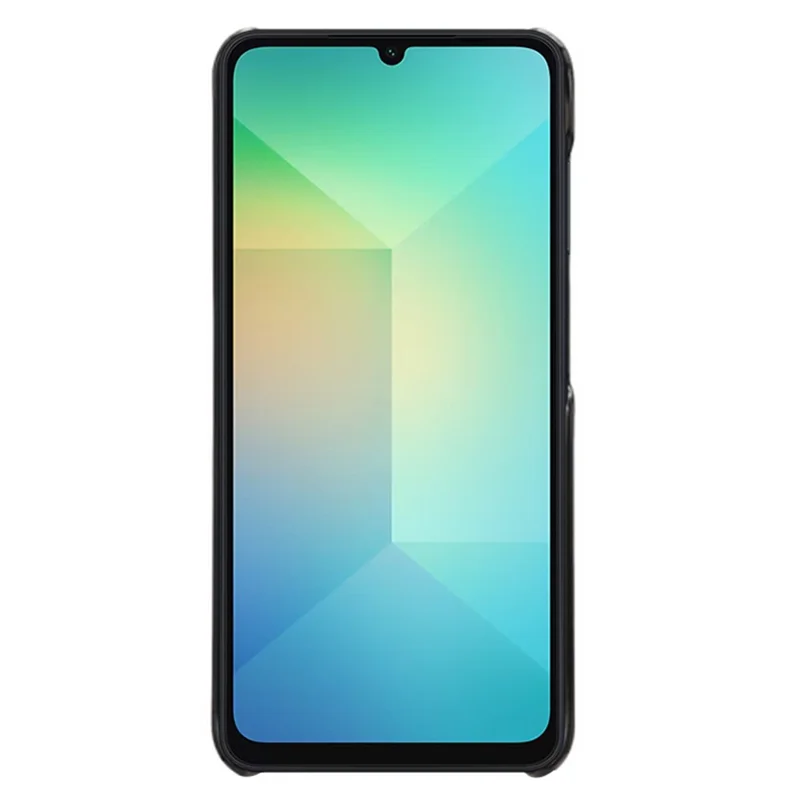 For Samsung Galaxy A06 4G Case Dual Card Slots PU Leather + Hard PC Phone Cover - Black