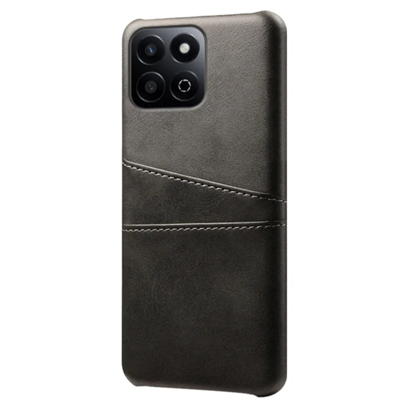 For Honor Play 60 Plus 5G Case Dual Card Slots PU Leather + Hard PC Phone Cover - Black