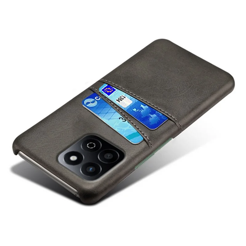For Honor Play 60 Plus 5G Case Dual Card Slots PU Leather + Hard PC Phone Cover - Black