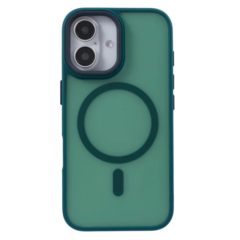 For iPhone 16 Case Compatible with MagSafe Skin-Touch PC+TPU Phone Cover - Midnight Green