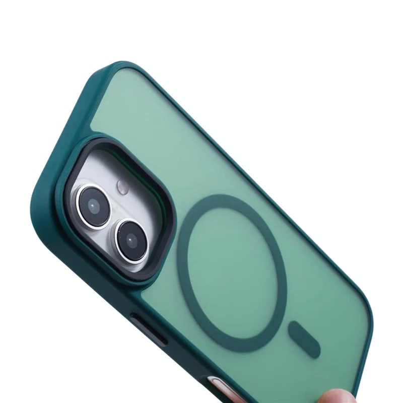 For iPhone 16 Case Compatible with MagSafe Skin-Touch PC+TPU Phone Cover - Midnight Green