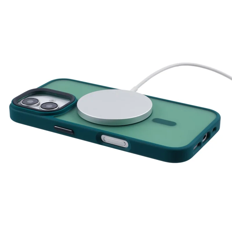 For iPhone 16 Case Compatible with MagSafe Skin-Touch PC+TPU Phone Cover - Midnight Green