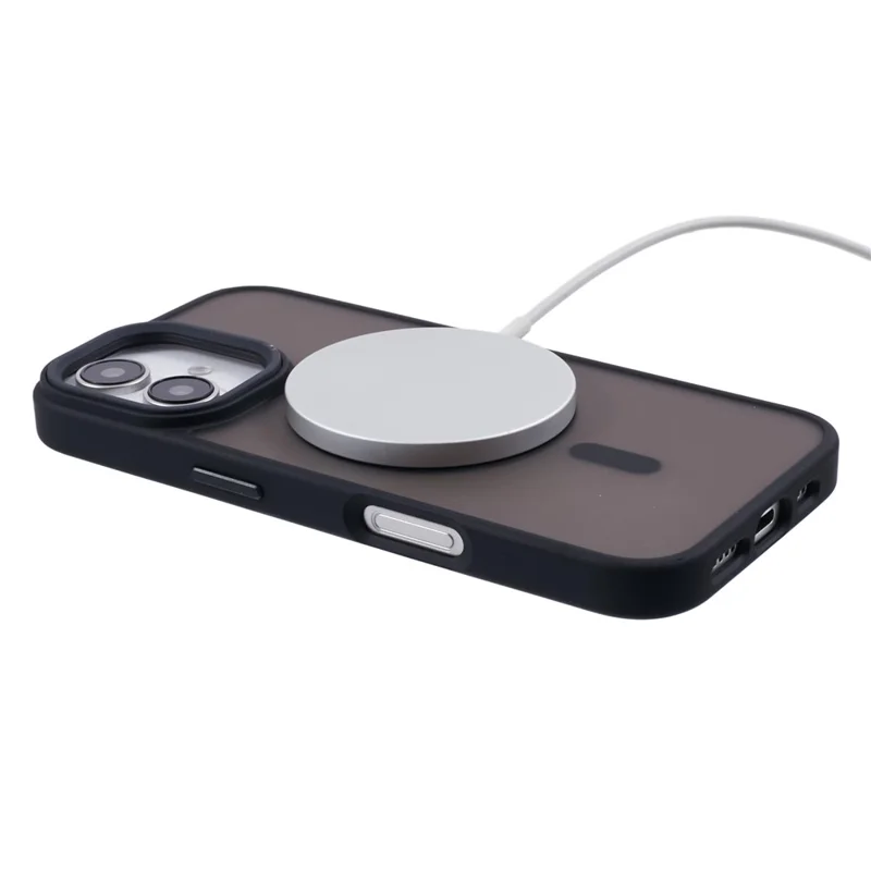Für iPhone 16 Plus kompatible Hülle mit MagSafe Skin-Touch PC+TPU Handyhülle - Schwarz