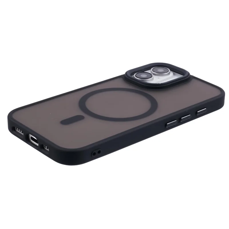 Für iPhone 16 Plus kompatible Hülle mit MagSafe Skin-Touch PC+TPU Handyhülle - Schwarz