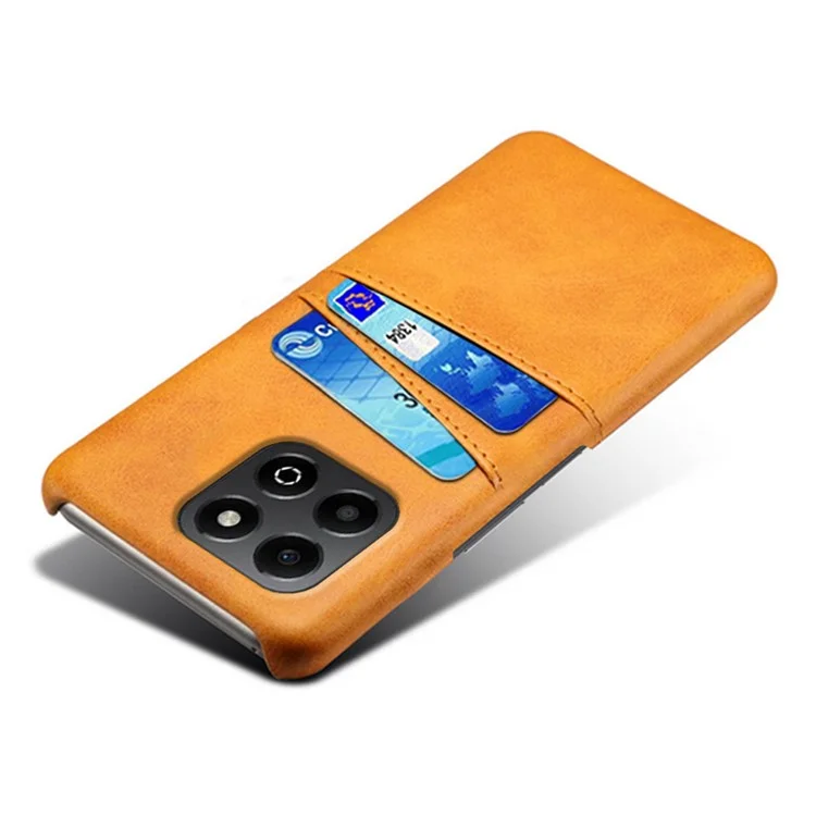 For Honor X6b 4G Case Dual Card Slots PU Leather + Hard PC Phone Cover - Orange