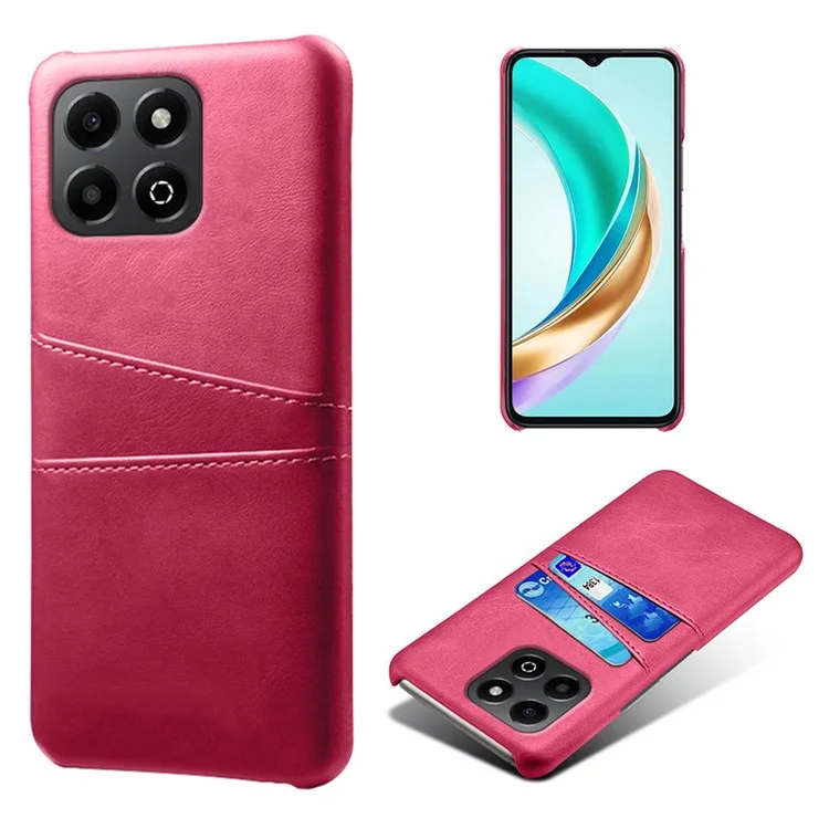 For Honor X6b 4G Case Dual Card Slots PU Leather + Hard PC Phone Cover - Rose