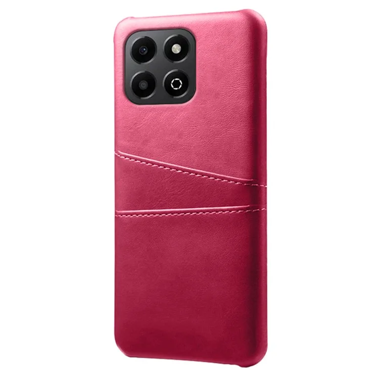 For Honor X6b 4G Case Dual Card Slots PU Leather + Hard PC Phone Cover - Rose
