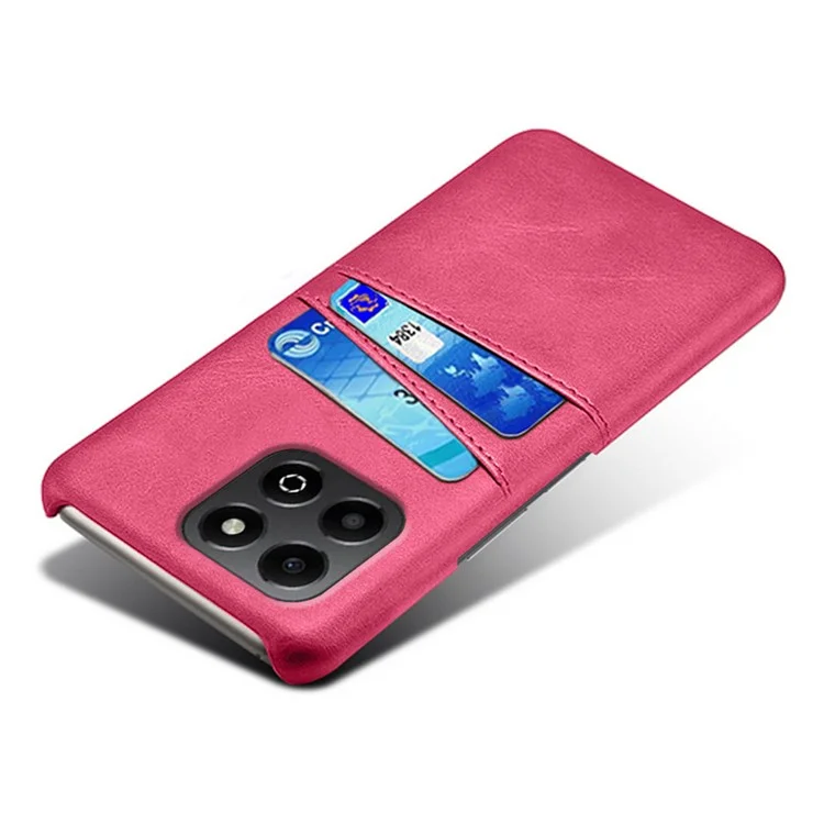 For Honor X6b 4G Case Dual Card Slots PU Leather + Hard PC Phone Cover - Rose
