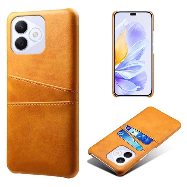 Para Honra X60i 5g Case de Cartão Duplo Slots PU Couro + Capa de Telefone Rígido Para PC - Laranja