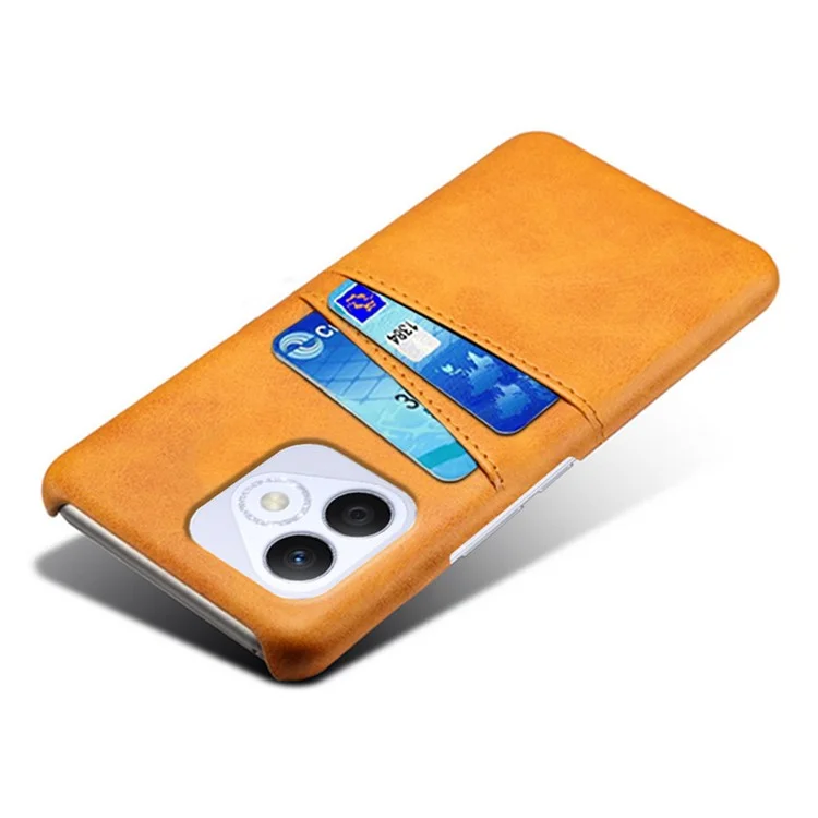 Para Honra X60i 5g Case de Cartão Duplo Slots PU Couro + Capa de Telefone Rígido Para PC - Laranja