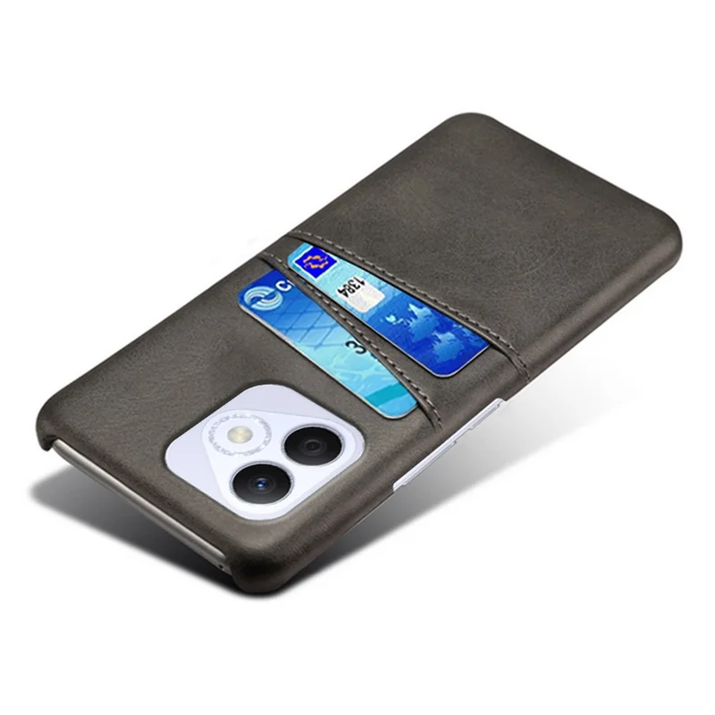 For Honor X60i 5G Case Dual Card Slots PU Leather + Hard PC Phone Cover - Black