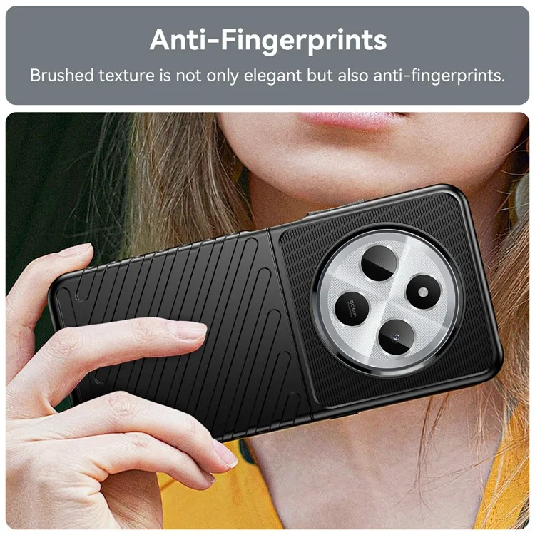 For Xiaomi Poco C75 4G / Redmi 14R 5G / 14C 4G Case Twill Texture TPU Shockproof Protective Phone Cover - Black