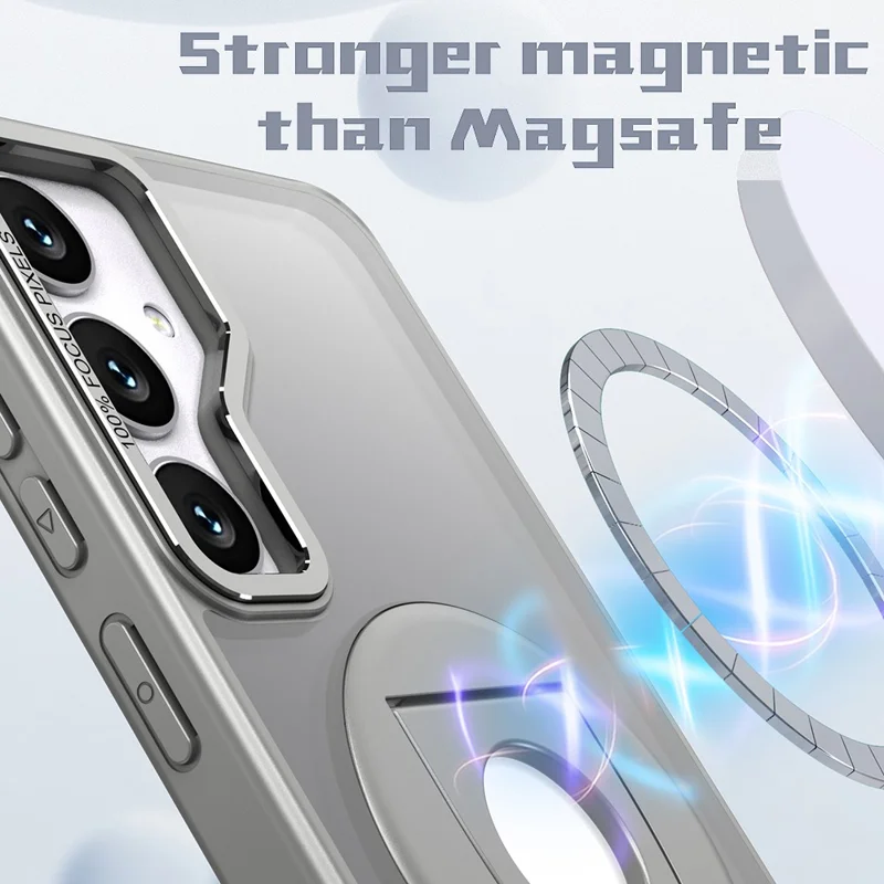 For Samsung Galaxy S24+ Case Rotating Kickstand Acrylic+TPU Phone Cover Magnetic Case - Titanium Grey