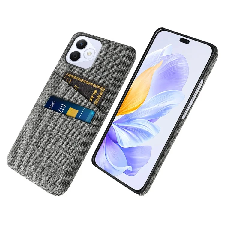Para Honor X60i 5G Caso Pano + Tampa do Telefone PC Rígido Com Slots de Cartão Duplo - Cinza
