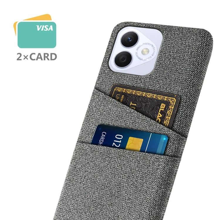 Para Honor X60i 5G Caso Pano + Tampa do Telefone PC Rígido Com Slots de Cartão Duplo - Cinza