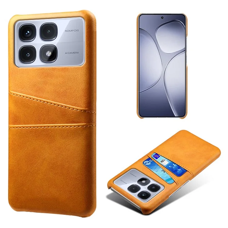 For Xiaomi Redmi K70 Ultra Case Dual Card Slots PU Leather + Hard PC Phone Cover - Orange
