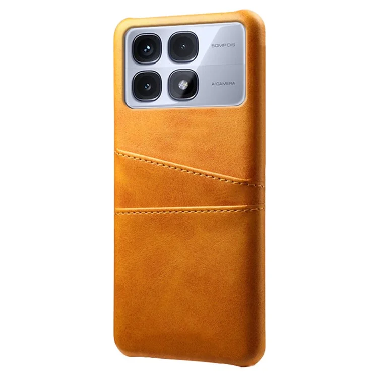 For Xiaomi Redmi K70 Ultra Case Dual Card Slots PU Leather + Hard PC Phone Cover - Orange