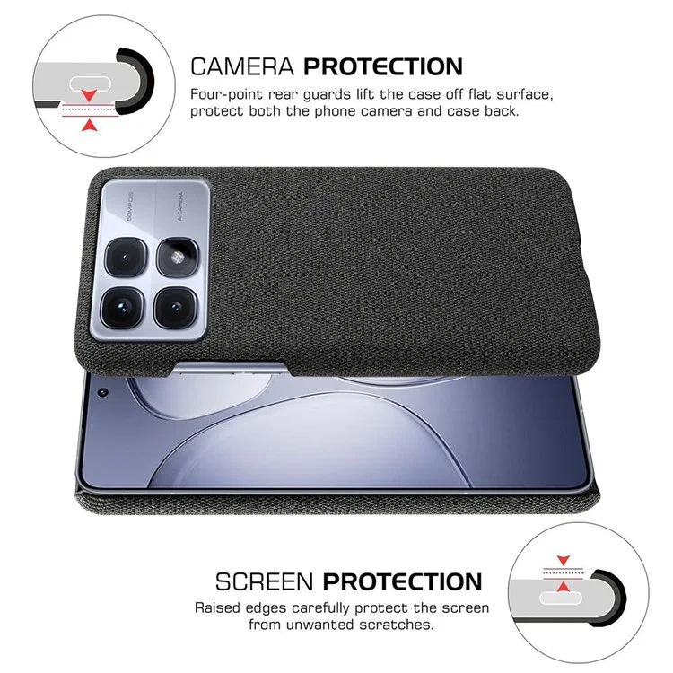For Xiaomi Redmi K70 Ultra Case Cloth Texture Anti-Scratch Protective PC Phone Cover - Black