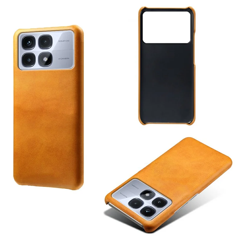 For Xiaomi Redmi K70 Ultra Case Calf Texture PU Leather Hard PC Protective Phone Cover - Orange