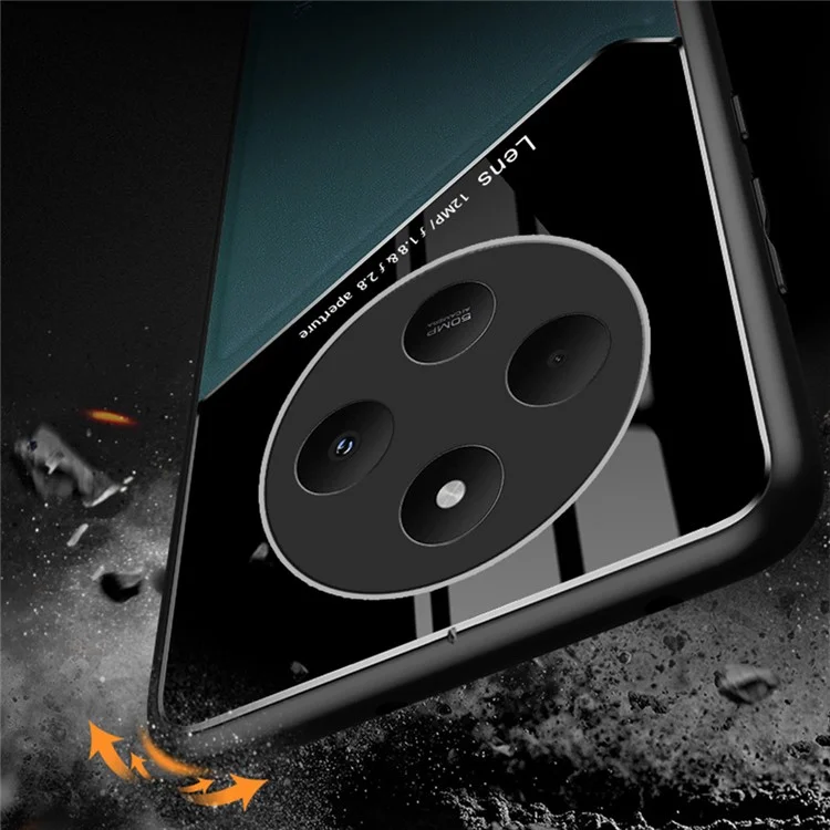 For Xiaomi Poco C75 4G / Redmi 14R 5G / 14C 4G Case Leather Coated PC+TPU Phone Back Cover - Orange