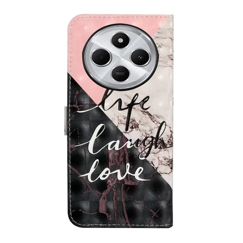 Pour Xiaomi Redmi 14C 4G Case 3D Motement Créative PU Couverture de Téléphon - Marbre Tri-couleur