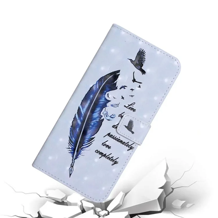 For Xiaomi Poco C75 4G / Redmi 14R 5G / 14C 4G Case 3D Creative Pattern PU Leather Stand Phone Cover - Blue Feather