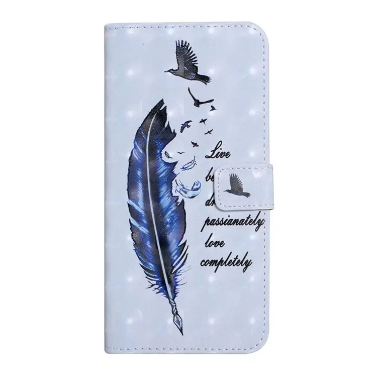For Xiaomi Poco C75 4G / Redmi 14R 5G / 14C 4G Case 3D Creative Pattern PU Leather Stand Phone Cover - Blue Feather