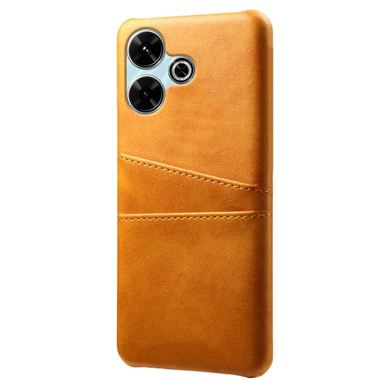 Pour Xiaomi Redmi 13 4G Case à Double Cartes PU Leather + Hard PC Phone Cover - Orange