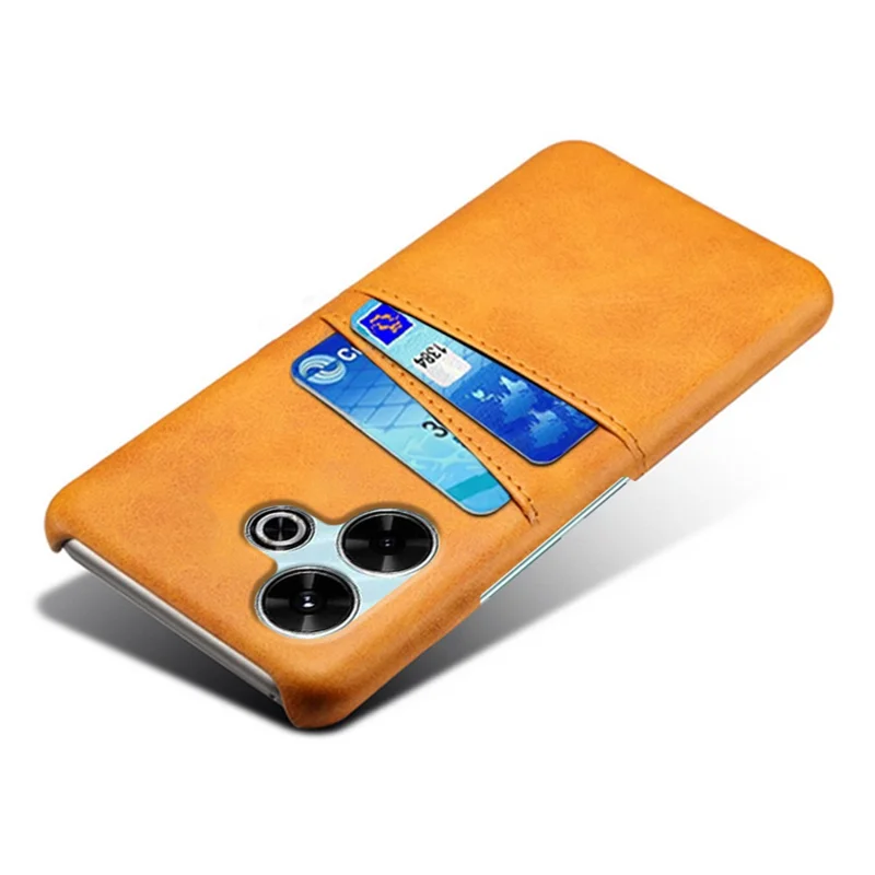 Pour Xiaomi Redmi 13 4G Case à Double Cartes PU Leather + Hard PC Phone Cover - Orange
