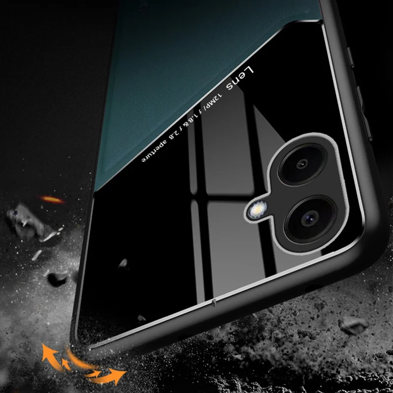 For Samsung Galaxy A06 4G Case Leather Coated PC+TPU Phone Back Cover - Black