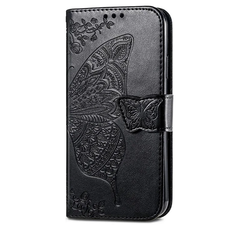 Für Motorola Edge (2024) 5G -hülle PU Leder Brieftasche Telefonabdeckung Schmetterlingsmuster - Schwarz