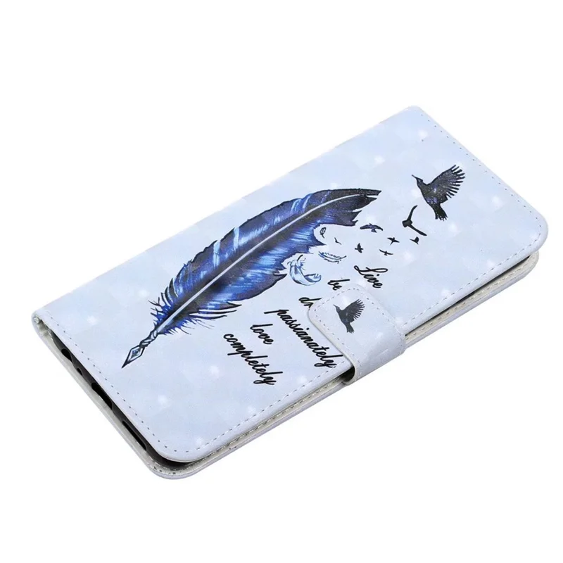 For Motorola Edge 50 Pro 5G Case 3D Creative Pattern PU Leather Stand Phone Cover - Blue Feather