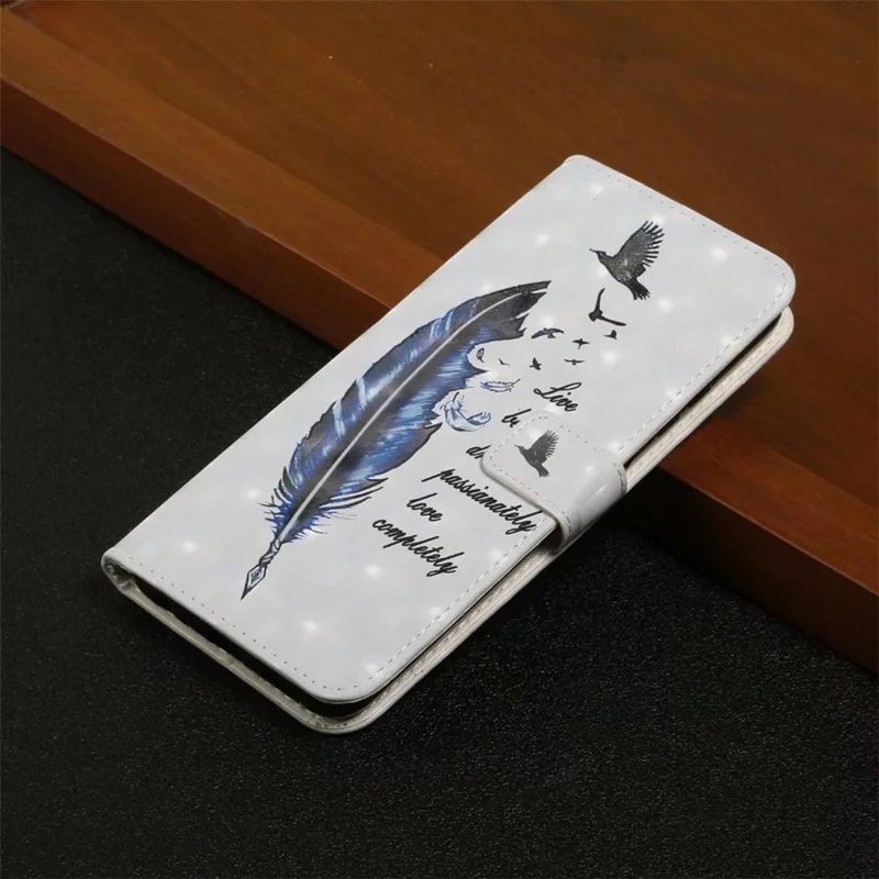 For Motorola Edge 50 Pro 5G Case 3D Creative Pattern PU Leather Stand Phone Cover - Blue Feather