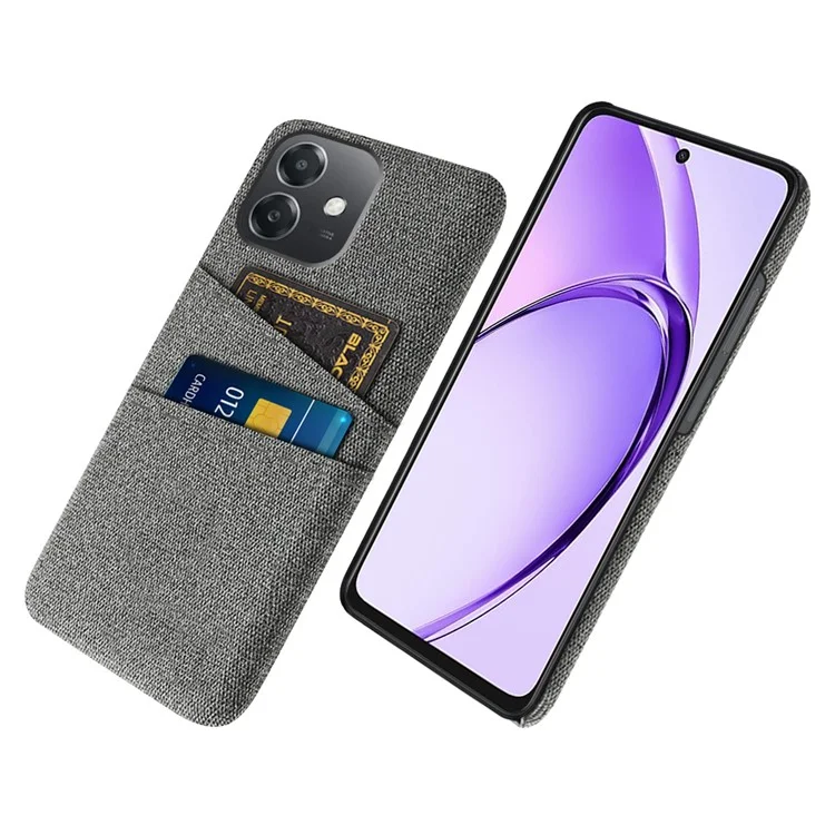 Para Oppo A3x 5G (India) Case Tela + Cubierta de Teléfono de PC Duro Con Ranuras de Doble Tarjeta - Gris
