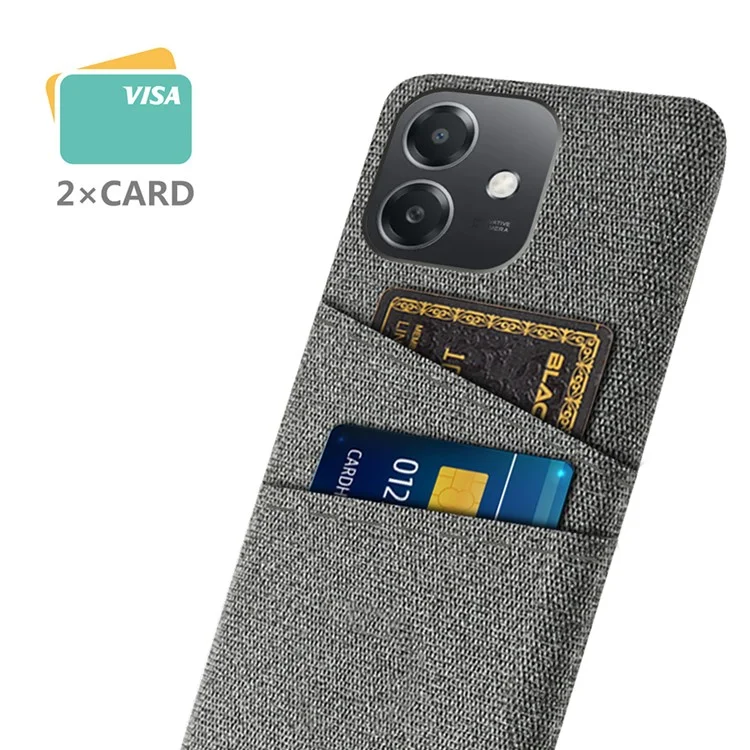 Para Oppo A3x 5G (India) Case Tela + Cubierta de Teléfono de PC Duro Con Ranuras de Doble Tarjeta - Gris