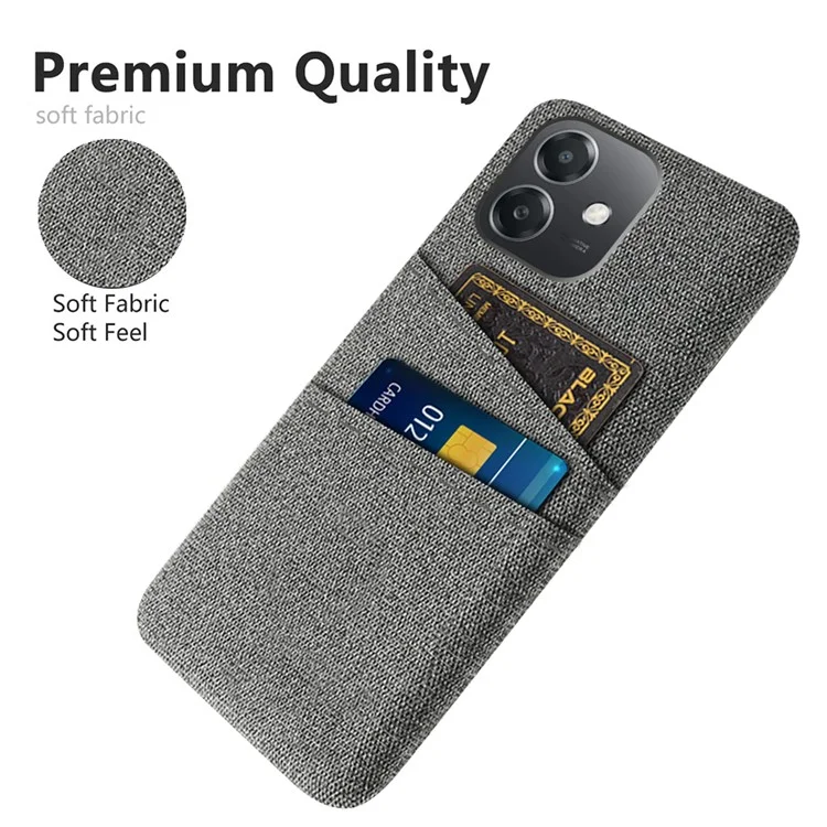 Para Oppo A3x 5G (India) Case Tela + Cubierta de Teléfono de PC Duro Con Ranuras de Doble Tarjeta - Gris