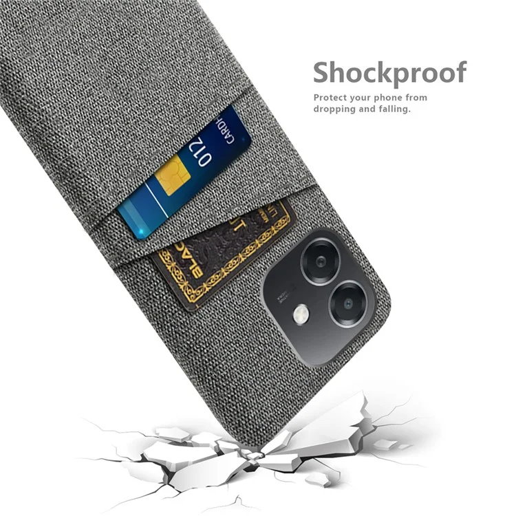Para Oppo A3x 5G (India) Case Tela + Cubierta de Teléfono de PC Duro Con Ranuras de Doble Tarjeta - Gris
